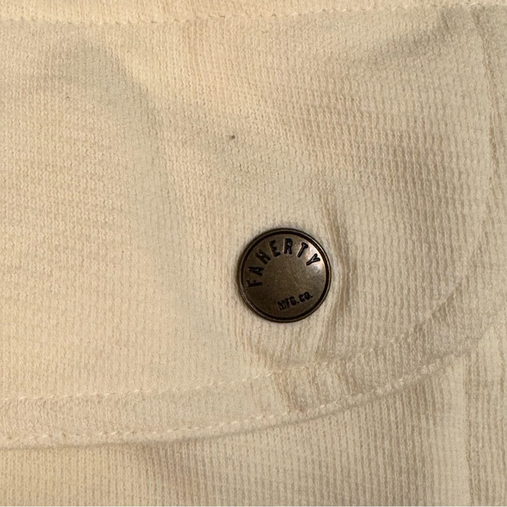 Faherty Womens Daybreak French Terry Hoodie 1/4 Snap Kangaroo Pocket Medium - Picture 8 of 16